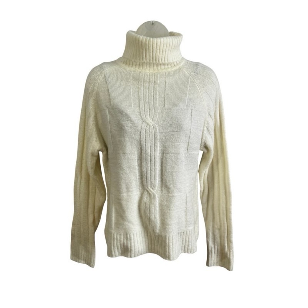 Veirjen Cream Cable Knit Turtleneck Sweater Women's Medium - Picture 2 of 10